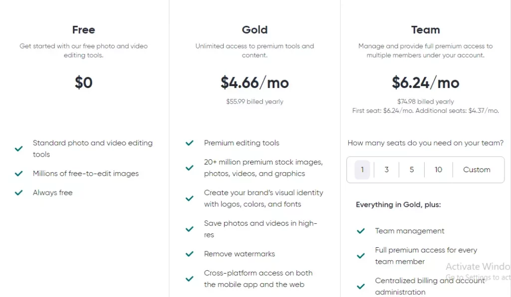 Picsart Pricing