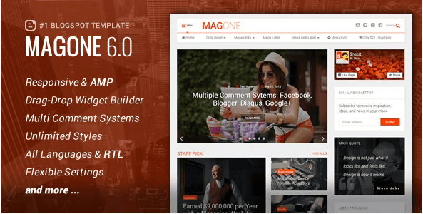 MagOne v6.9.53 – Responsive News & Magazine Blogger Template